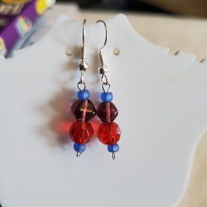 Silver Tone Hook Glass Dangle Earrings Tony Alexander Jewelry Artisan Fashion